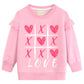 Little Hand Toddler Girls Love Heart Sweatshirts Valentines Day Ruffle Sleeve Pink Shirts Clothes 2T