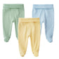 Teach Leanbh Infant Baby 3 Pack Footed Pants Cotton High Waist Casual Leggings (3 Months, D)
