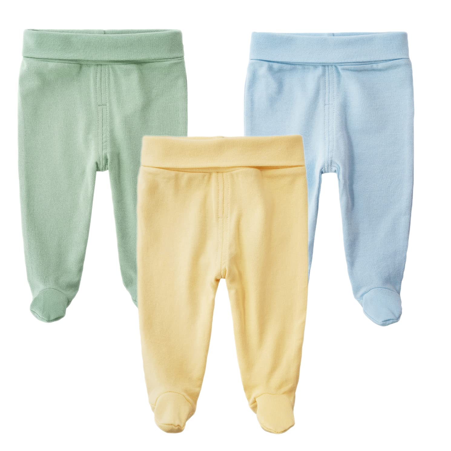 Teach Leanbh Infant Baby 3 Pack Footed Pants Cotton High Waist Casual Leggings (3 Months, D)