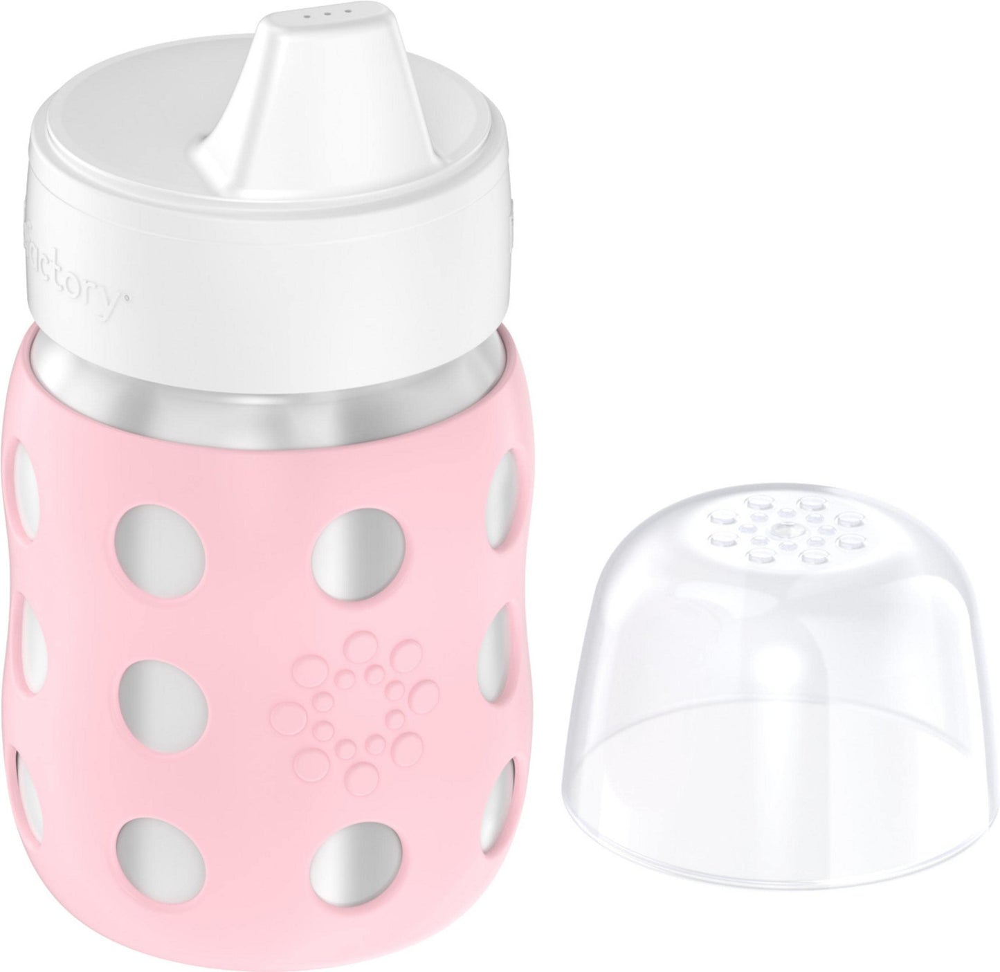 Lifefactory 8-Ounce Stainless-Steel Vacuum-Insulated Wide-Neck Baby Bottle With Hard Sippy, Desert Rose (Ls2221Wdr4)