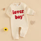 Ursobutegl Newborn Baby Boy Romper Jumpsuit Lover Boy Letter Embroidery Long Sleeve Bodysuit Sweatshirt Valentines Day Outfit (A