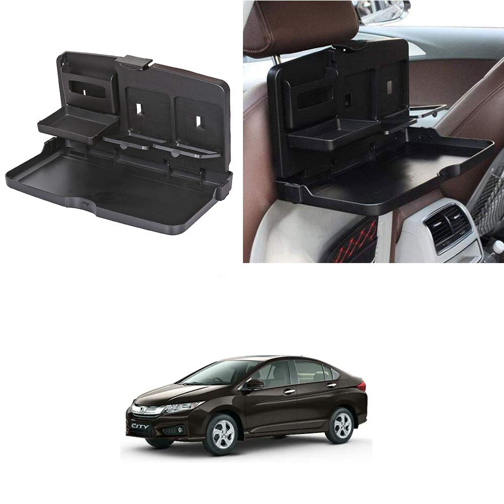 Oshotto (FT02) Car Backseat Food Travel Dining Meal & Snaks Tray & Cup Holder Compatible with Honda City IVTEC 20102026 (Blac
