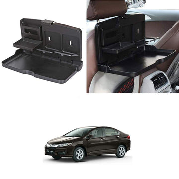 Oshotto (FT02) Car Backseat Food Travel Dining Meal & Snaks Tray & Cup Holder Compatible with Honda City IVTEC 20102026 (Blac