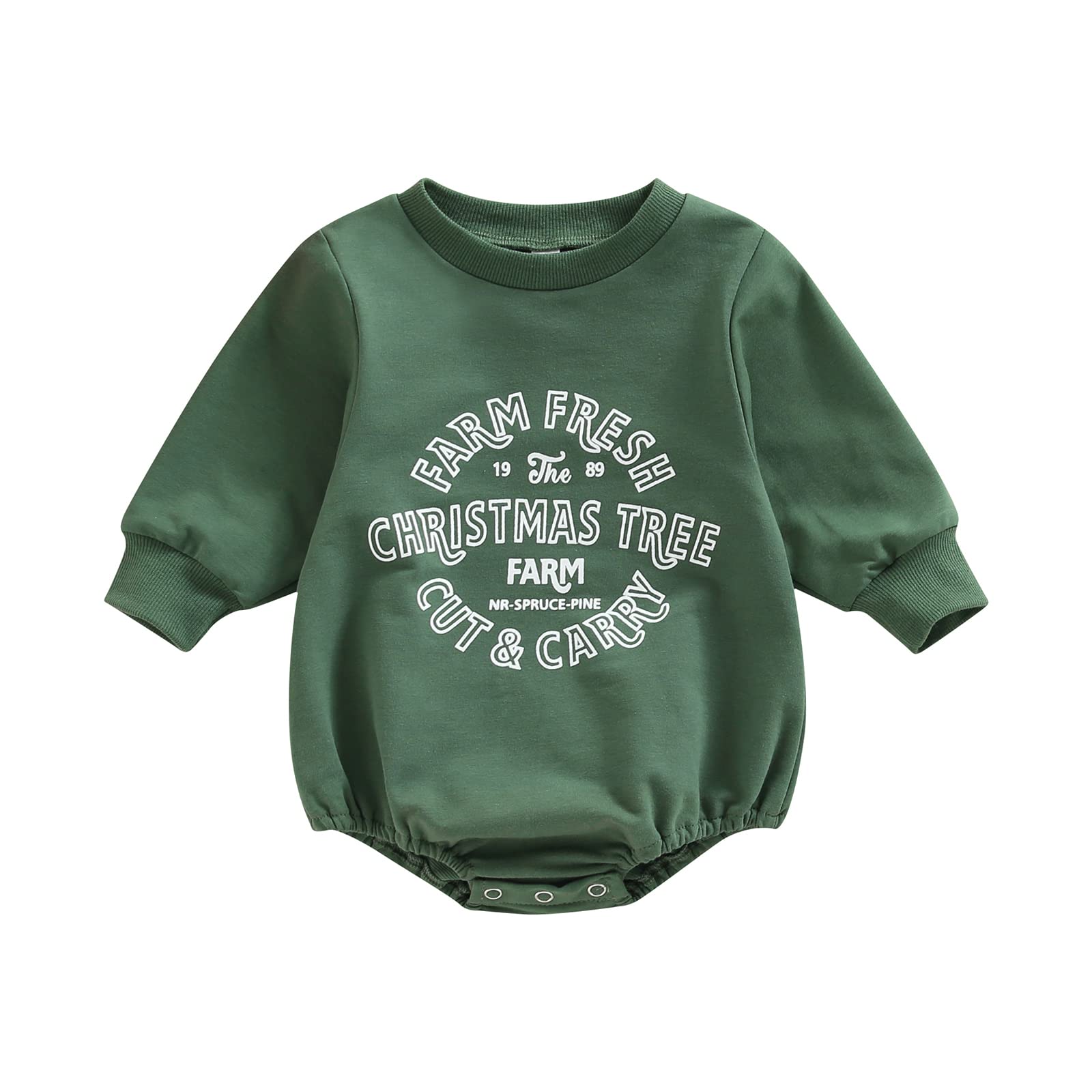 Fybitbo My First Christmas Baby Girl Boy Outfit Sweatshirt Romper Sweater Onesie Long Sleeve Bodysuit Fall Clothes (Farm Fresh C