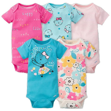 Gerber Baby 5-Pack Short Sleeve Variety Onesies Bodysuits (So Loved, 6-9 Months)