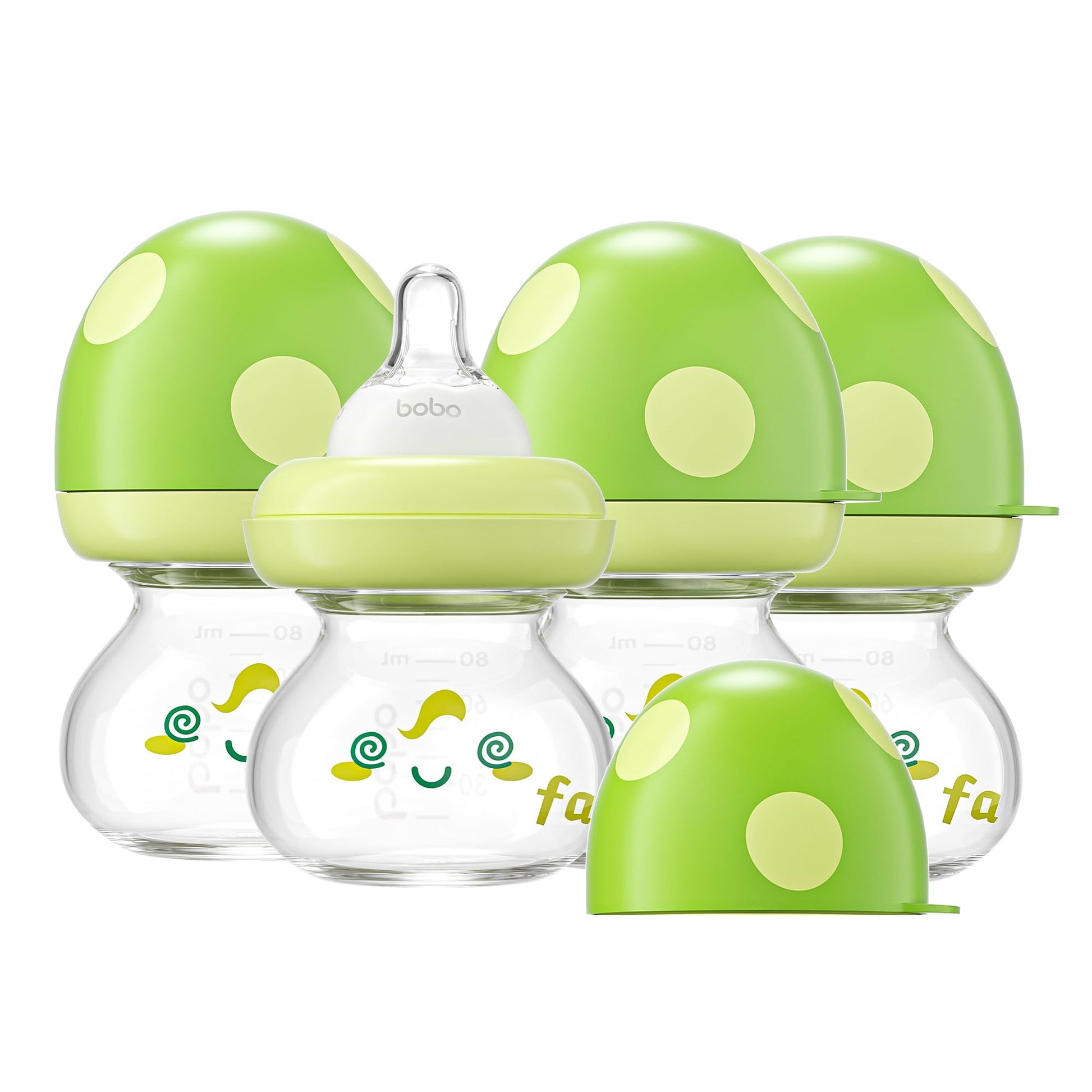 Yohkoh Newborn Glass Baby Bottles With Slow Flow Nipple For 0+ Months, Wide Neck Feeding Bottle, 2.7Oz/80Ml (Green, 2.7Oz (Pack