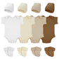 Glitopper 4 Pack Preemie Layette Set Premature Baby Bodysuit Preemie Clothes Hat Bodysuit Socks Set for NICU Newborns(White, Lig