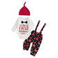 Beqeuewll Valentines Newborn Baby Boy 3Pcs Clothes Infant Long Sleeve Romper Cute Pattern Suspender Pants Overalls Outfits (Firs