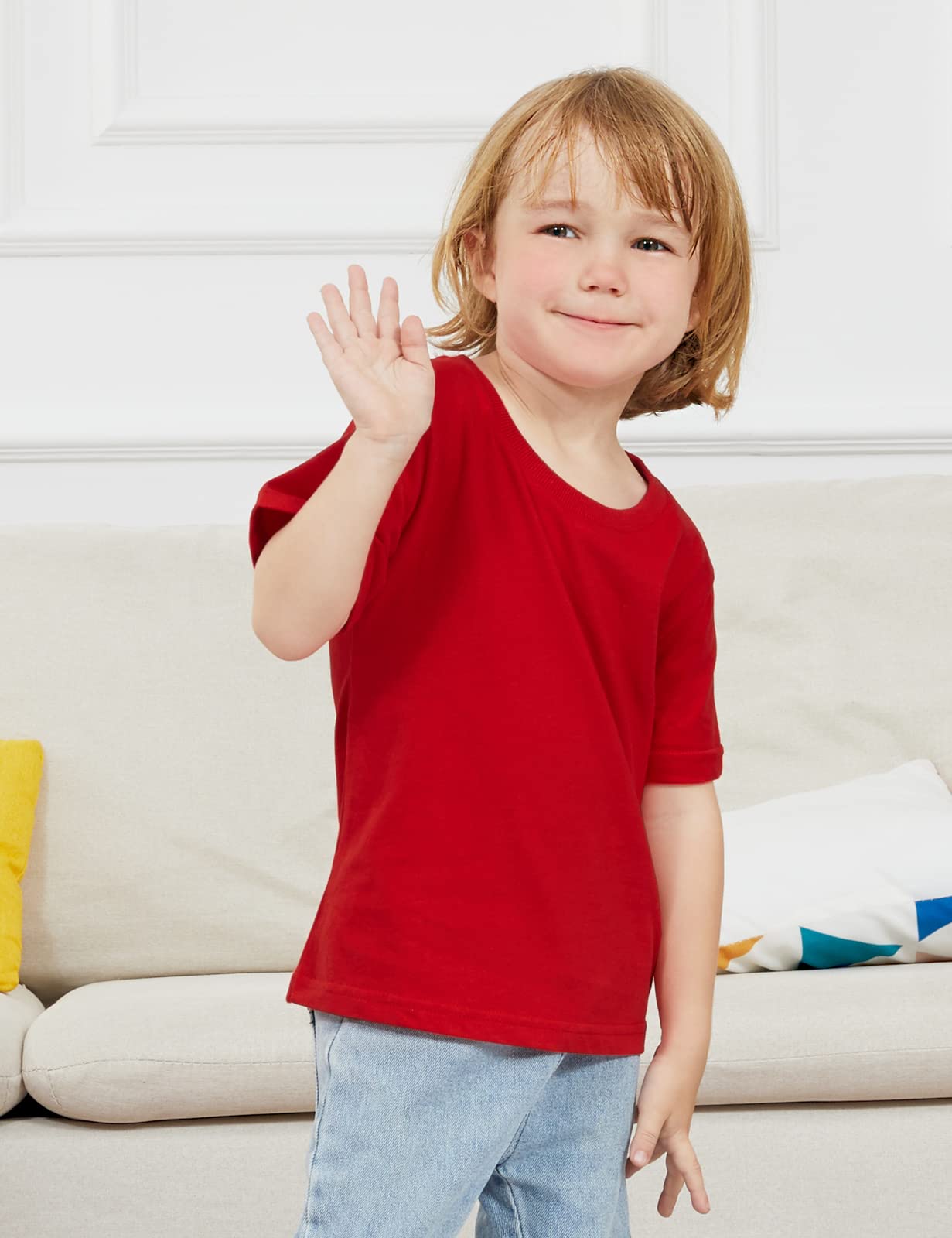 Cosland Toddler Baby Plain Cotton Tees, Red, 3T