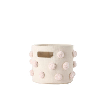 Pehr Pom Pom Basket, Mini (Blush) | 100% Cotton Canvas Storage for Nursery, Playroom & Home | Decorative Organizer | 8   D x 7  
