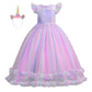 Hoizosg Rainbow Tulle Dress Girls Unicorn Birthday Princess Party Prom Halloween Christmas Dance Ball Gown W/Headband Purple 4-5