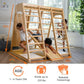 Avenlur Magnolia Indoor Playground 6-In-1 Jungle Gym Montessori Waldorf Style Wooden Climber Playset Slide, Rock Climbing Wall,