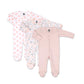 The Peanutshell Baby Sleepers For Girls Set Of 3-0-3 Months Baby Clothes, Soft Cotton Girl Footed Pajamas, Newborns & Infants Cl