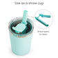 Munchkin Steel My Heart 2-In-1 Toddler Sippy Cup Tumbler With Spill Proof Simple Clean Straw And Open Sipper Lid, 8 Ounce, Stain