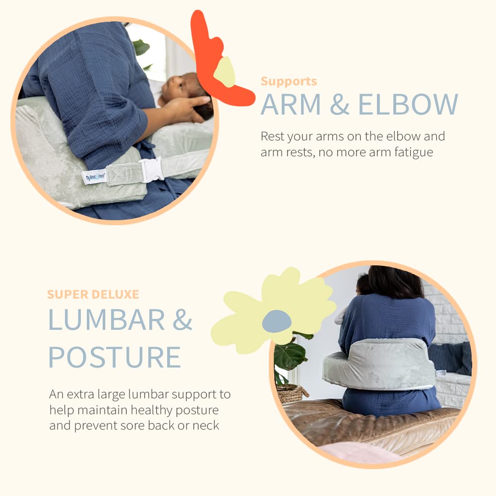 My Brest Friend Super Deluxe Nursing Pillow For Breastfeeding And Bottlefeeding With Lumbar Support, Convenient Pocket And Remov
