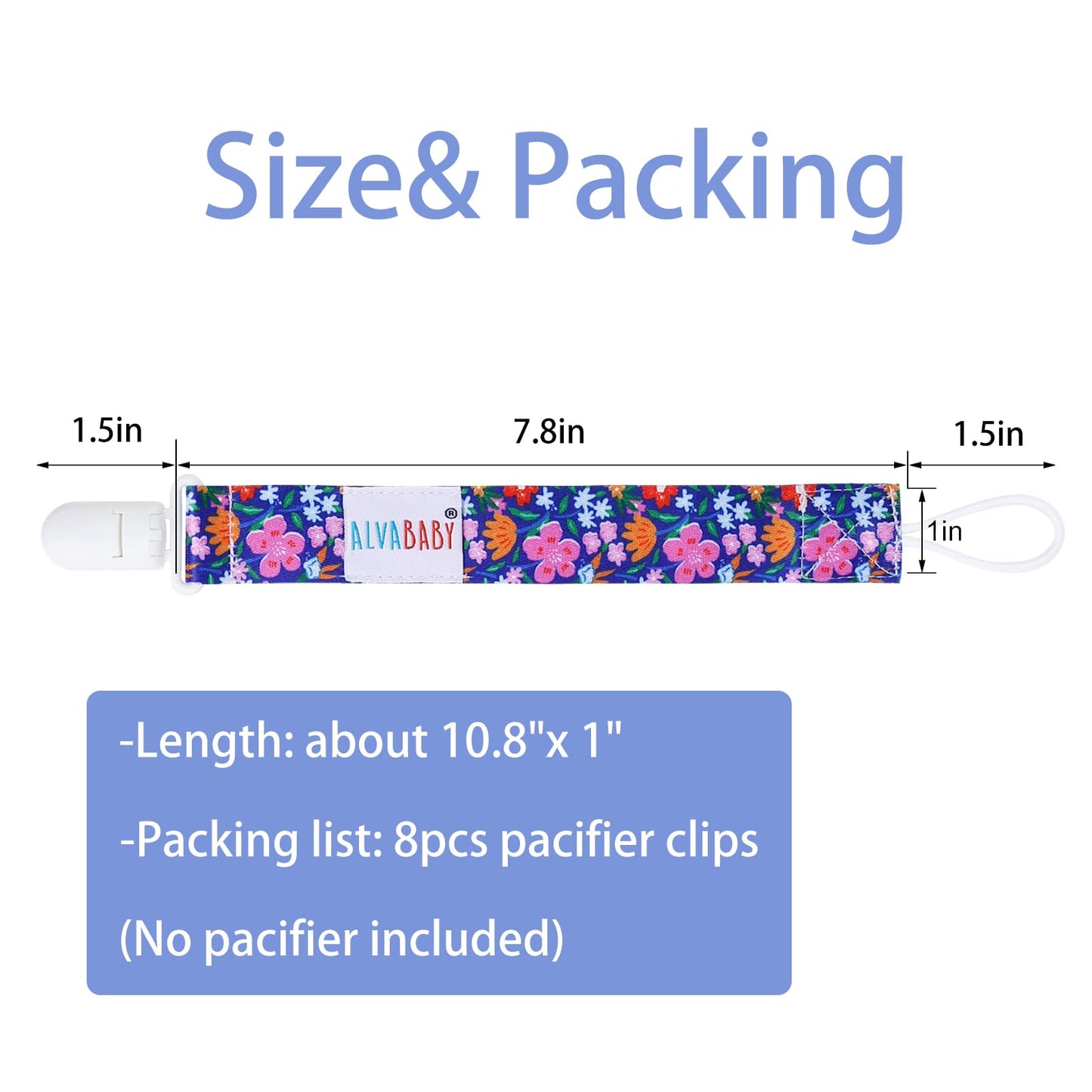 Alvababy Pacifier Clips Floral 8 Packs Paci Clip Holder Leashes For Baby Girls Fits Teething Rings
