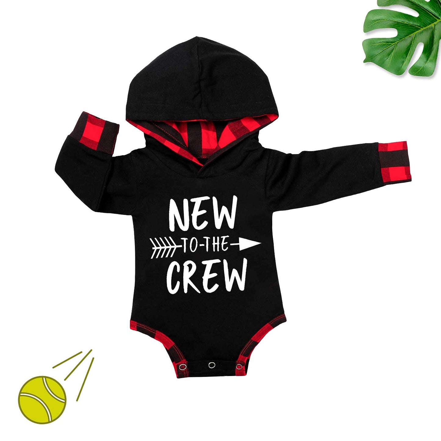 Fommy Baby Boy Clothes 6-9 Months New To The Crew Letter Print Hoodies+Plaid Long Pants 2Pcs Outfits Set Stuff Gifts