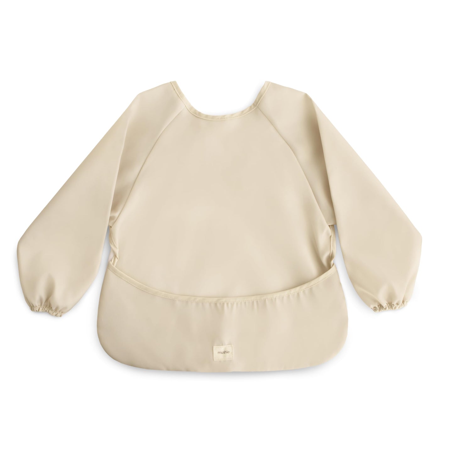 Mushie Long Sleeve Baby Bib | Mess Free & Waterproof Fabric For Toddlers | Adjustable Fit For Ages 6-24 Months (Fog)