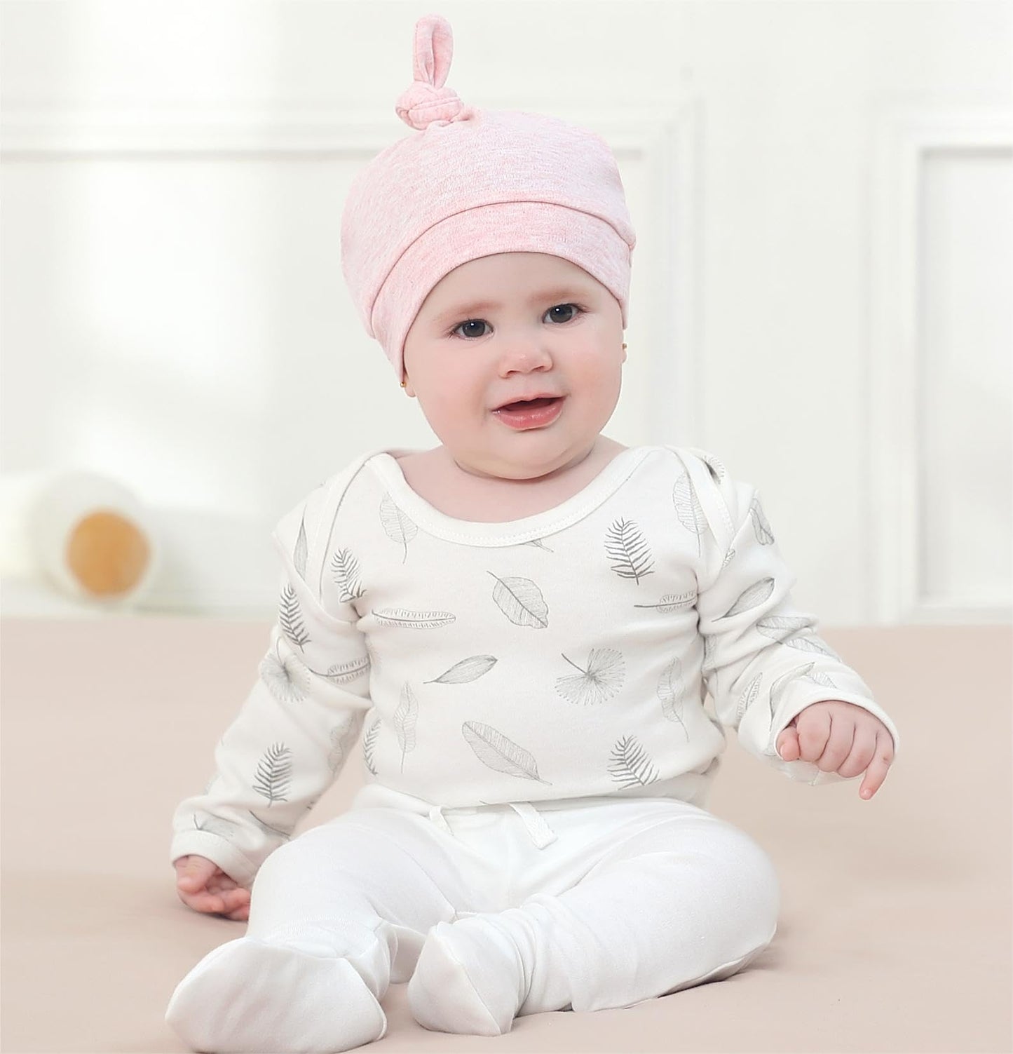 Owlivia 100% Organic Cotton Baby Boy Girl 2-Pack Footed Pants Wiggle Pants Jogging Pants(White & Grey Melange, 0-3 Months)