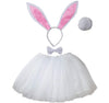 Kirei Sui Kids Bunny Rabbit Ears Headband & Tutu Costume 4 Pieces Dress Up Set White