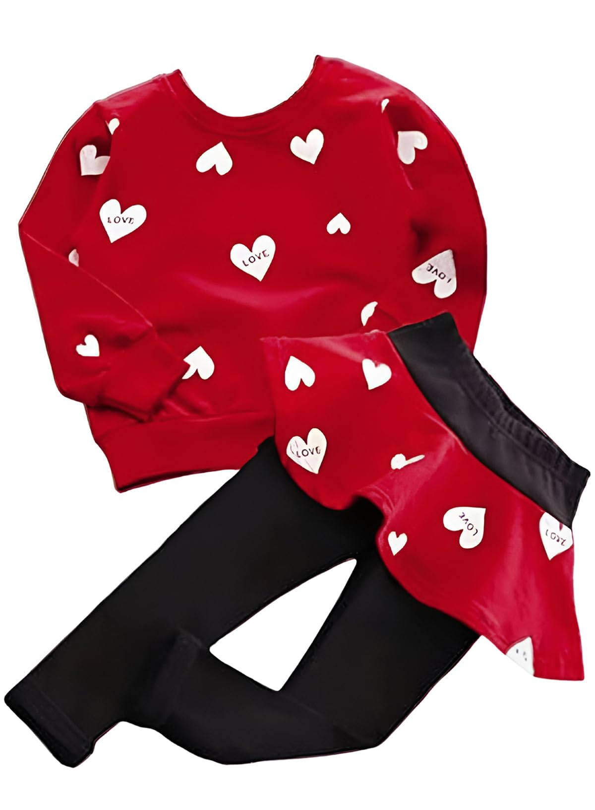 Bomdeals Toddler Girl Christmas Day Outfit - Kids Adorable Allover Heart Long Sw WBBAPB073ZCNNV4