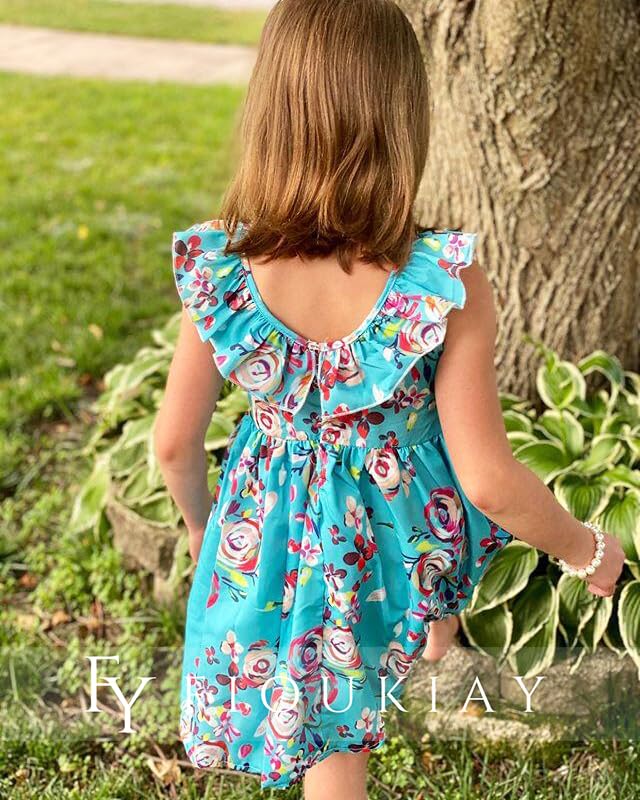 Fioukiay Toddler Baby Girls Floral Casual Dresses Clothes Holiday Beach Sundress Skirts Spring Overall Outfits(Blue&Floral,0-6Mo