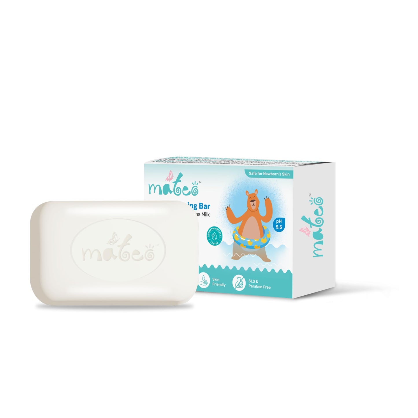 Mateo Baby Cleansing Bar With 100% Soap Free & Ph 5.5 Maintained | Vitamin E & Glycerin | Dermatologist Tested, Tear-Free For So