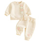 Toddler Baby Girl Outfits Long Sleeve Solid Sweatsuit Pants 2 Piece Clothes Fall Winter Infant Sweater Set 3M-5T (Beige, 12-18 M