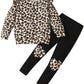 Zarmfly Toddler Girls 2 Piece Fall Outfits Long Sleeve Flutter Shirts And Pants Legging Set Winter Kids Leopard Print Clothes 8T