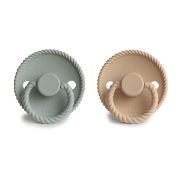 Frigg Rope Silkysoft Silicone Baby Pacifier | Made In Denmark | Bpa-Free (Sage/Croissant, 6-18 Months)