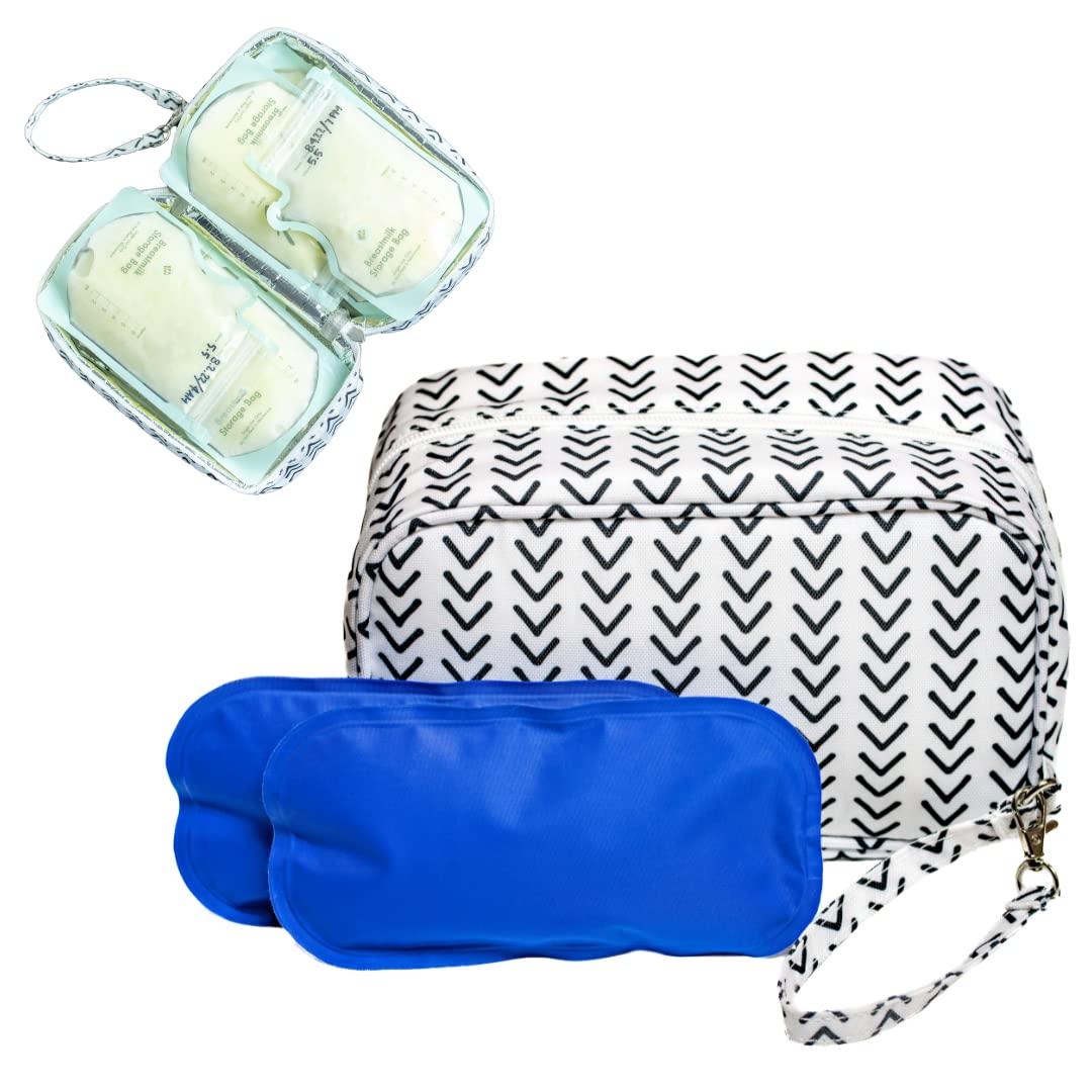 Jomaco Breastmilk Cooler Bag with Ice Pack - Insulated Breast Milk Cooler Travel Bag - Small Breastmilk Storage Bag Cooler with 