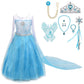 Dressy Daisy Little Girls' Ice Princess Costume Dresses Birthday Halloween Christmas Fancy Party Outfit With Long Fixed Train An