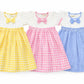 Koshmosh Combo Of 3 Cotton Baby Girl Dress With Cute Bow I Stylish Gingham Baby Frock I Soft MulmulLined Girl Outfit Yellow,Pin