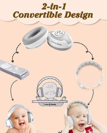 Lilian&Gema 2-In-1 Baby Ear Muffs Noise Protection, Adjustable Baby Headphones With Band, Owls Noise Cancelling Headphones For B
