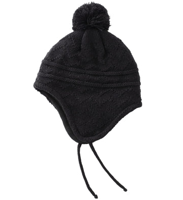 Connectyle Toddler Boys Girls Fleece Lined Knit Kids Hat With Earflap Winter Hat (Black, 6-12 Months)