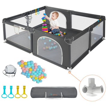COMOMY Playpen for Babies and Toddlers, 71x59 Extra Large Baby Playard, Safe Non-Slip Fence, Full Mesh Design, Indoor & Outdoor 