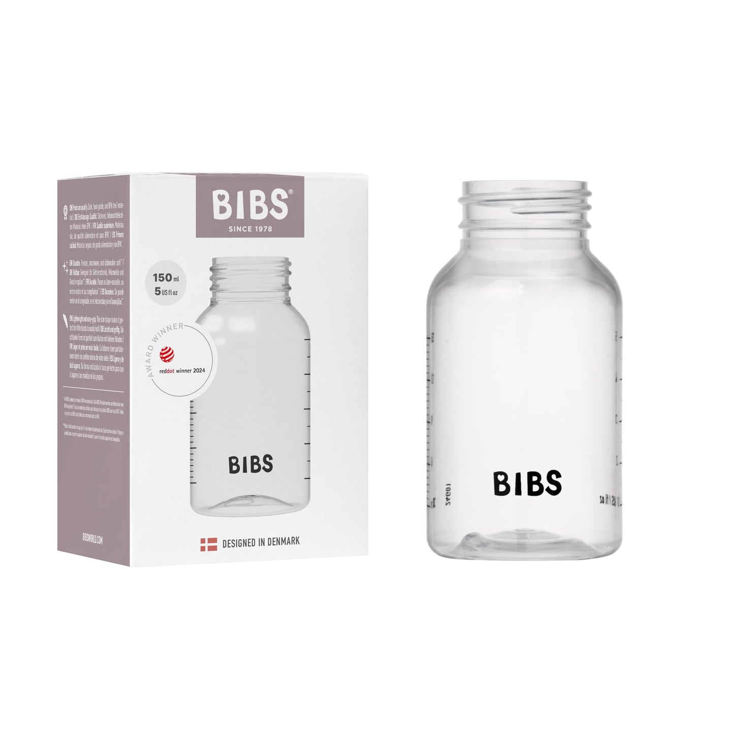 Bibs Baby Bottle 5 Oz / 150 Ml - Bpa-Free, Dishwasher Safe - Compatible With Bibs Bottle Sets (Sold Separately)