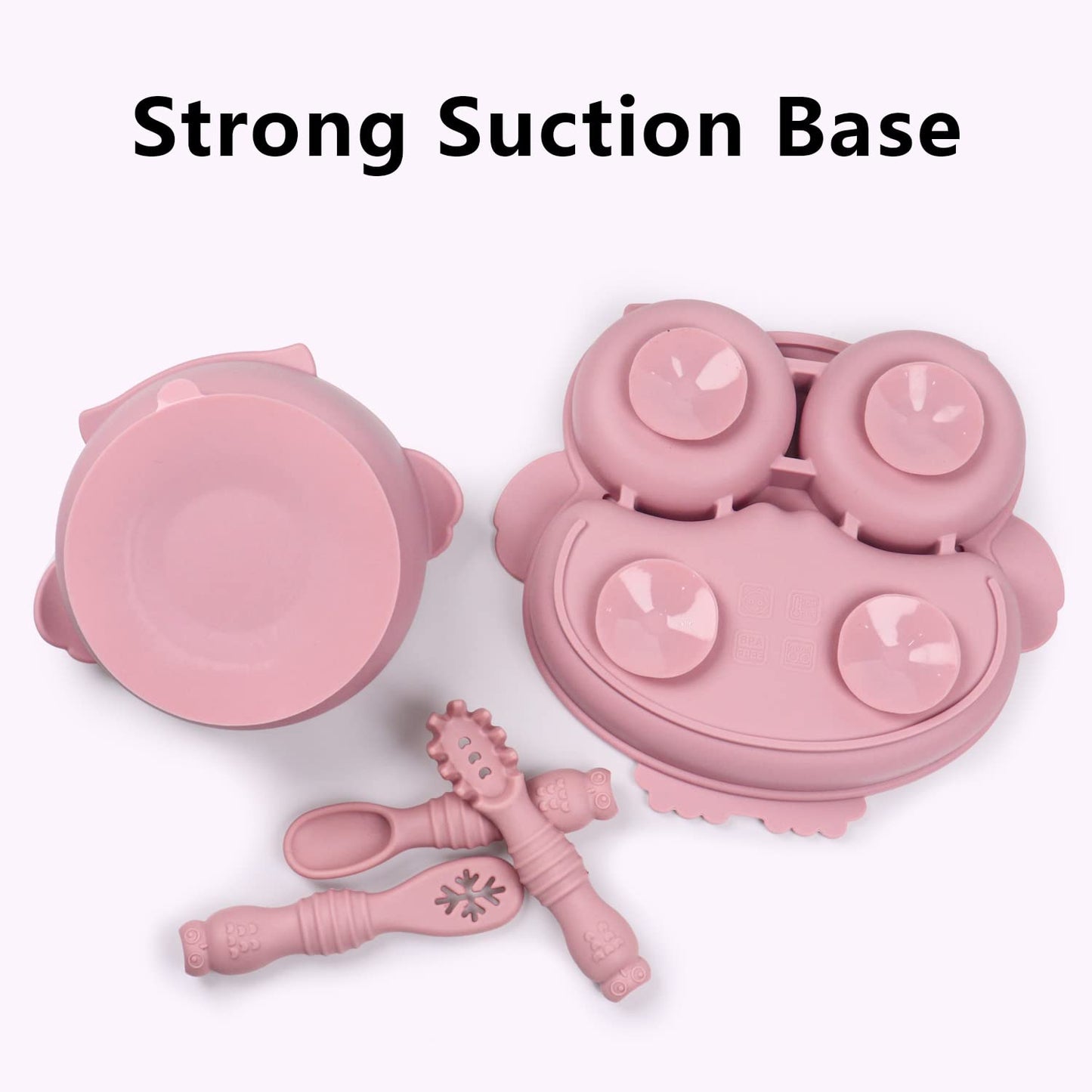Owl Shape Silicone Baby Feeding Set, Toddler Suction Plates And Bowls Set With Spoons, Kids Silicone Dinnerware Set Eating Utens