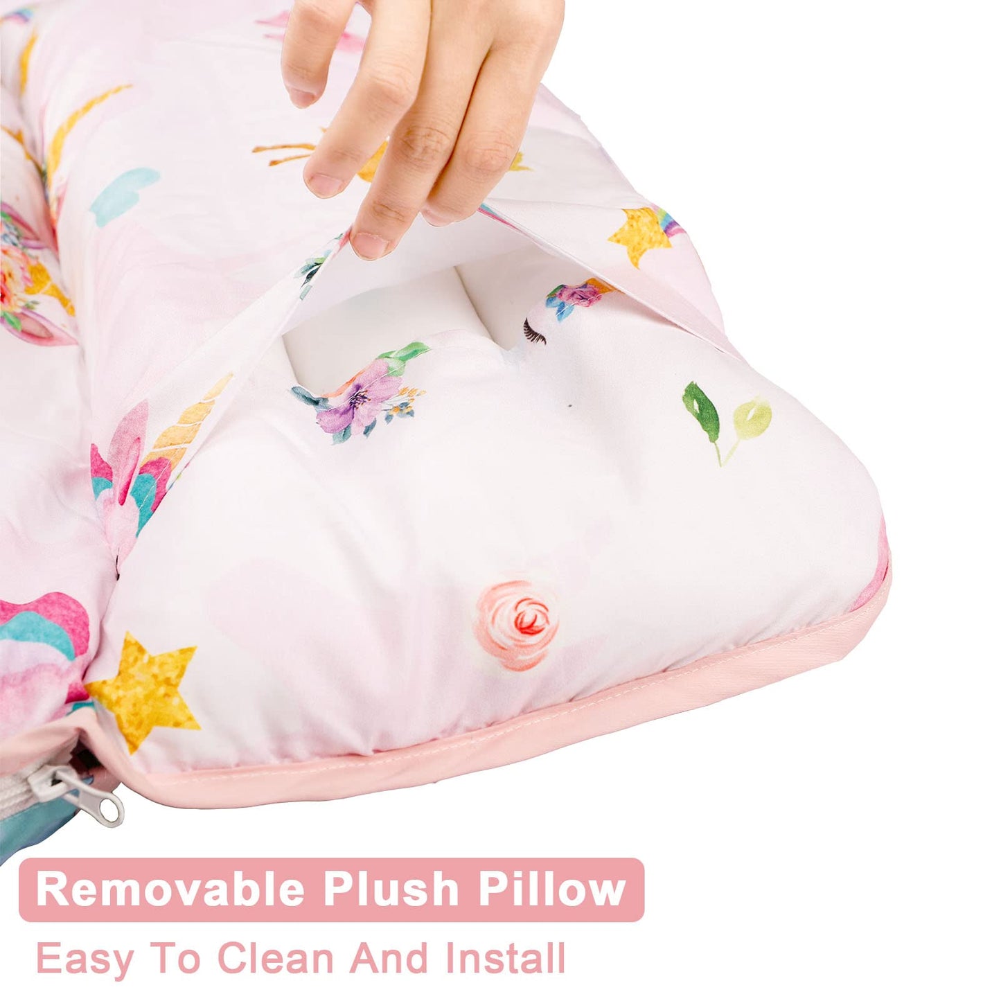 Toddler Nap Mat With Removable Pillow And Soft Dot Minky Blanket Pea Pod Kids Unicorn Napping Mats, Extra Large Rolled Slumber B