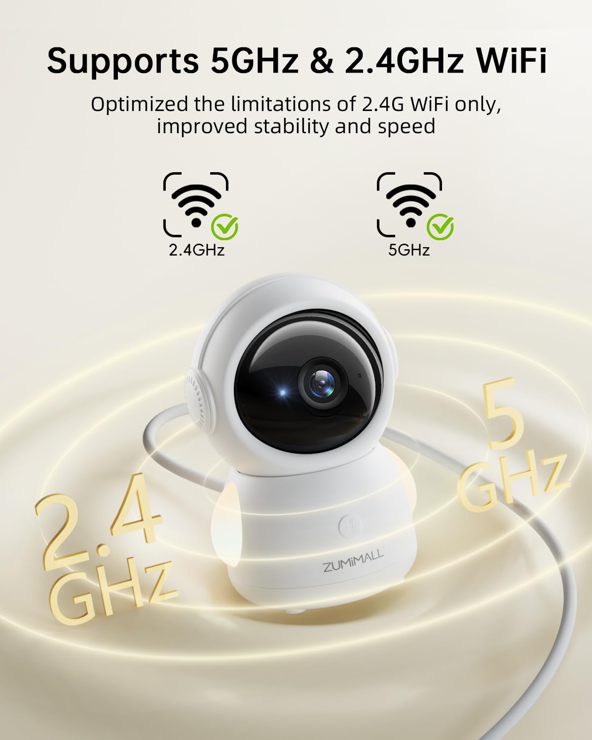 Zumimall Security Camera Indoor, 5G/2.4G Wifi Baby Monitor With Camera And Audio, 2K Wired Pet Cameras For Home Security, One-Cl