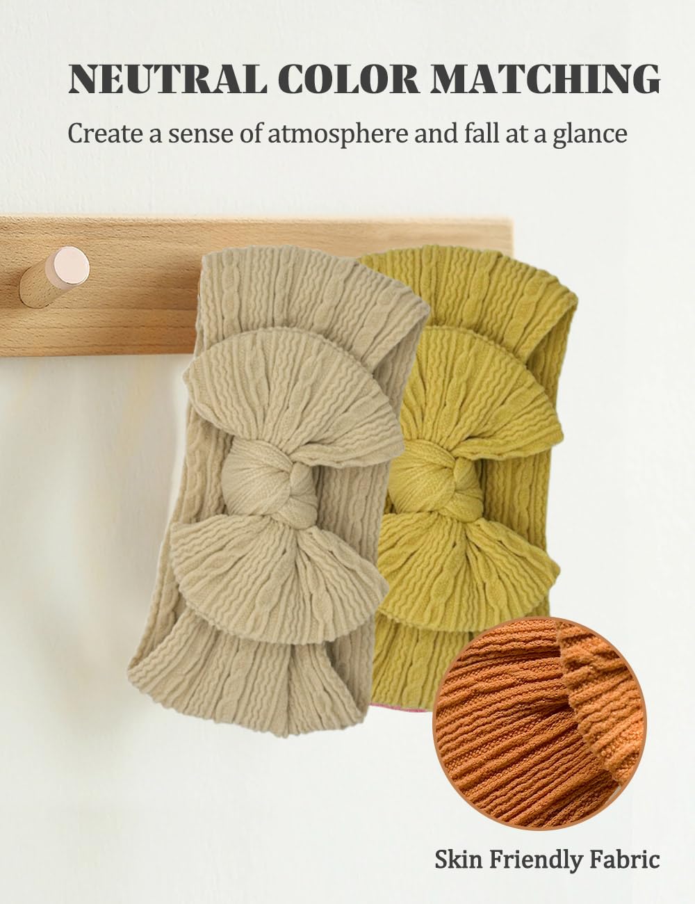 Zurlefy Rust Baby Headbands Bows, Brown Nylon Headband Bow For Baby Girls Infant Head Wraps Newborn Toddler Unisex Gifts(03H-05)