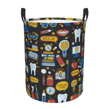 Pevtufa Teeth Foldable Laundry Basket Organizer,Fabric Clothes Toy Storage Basket Nursery Hamper Storage Bin For Household Bedro