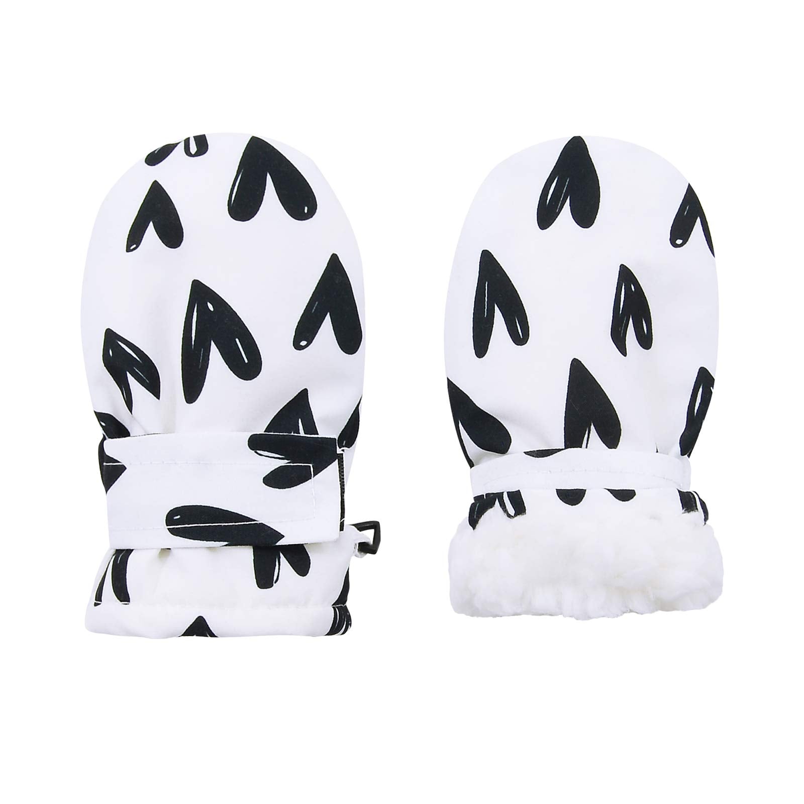 Lined Fleece Toddler Mittens Kids Winter Warm Gloves Child Ski Gloves Waterproof Snow Baby Mitten For Boys Girls White S