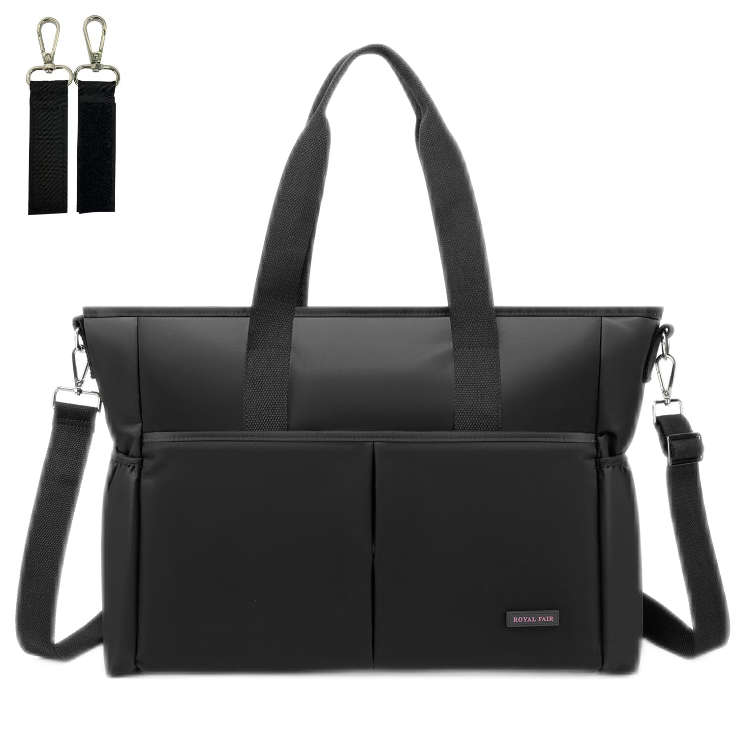 ROYALFAIR Diaper Bag Tote Bag for Toddler Mommy Messenger Tote Diaper Bags Purse with Stroller Hook (Medium,Navy Blue)