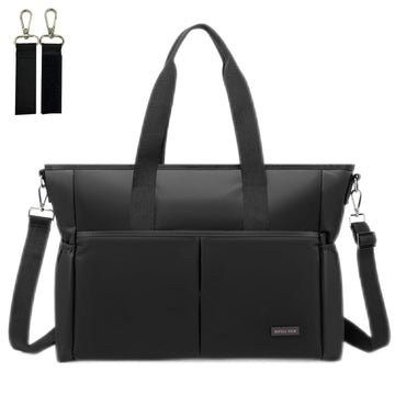 ROYALFAIR Diaper Bag Tote Bag for Toddler Mommy Messenger Tote Diaper Bags Purse with Stroller Hook (Medium,Navy Blue)