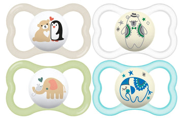 Mam Air Day & Night Baby Pacifier, For Sensitive Skin, Glows In The Dark, 16+ Months, Unisex, 4 Count