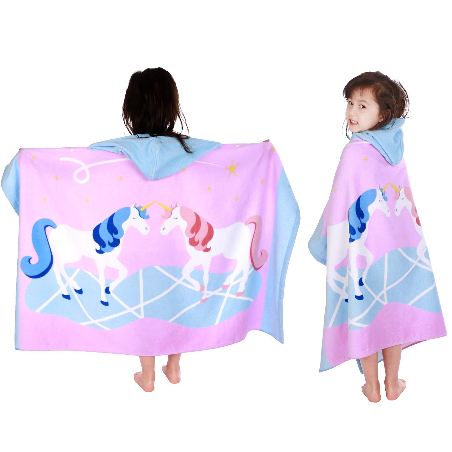 LOBETOAED Kids Hooded Beach Bath Towel, Baby Surf Poncho Toddlers Soft Real Cotton Wrap Changing Robe for Boy Girl Shower/Beach/