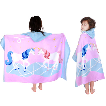 LOBETOAED Kids Hooded Beach Bath Towel, Baby Surf Poncho Toddlers Soft Real Cotton Wrap Changing Robe for Boy Girl Shower/Beach/