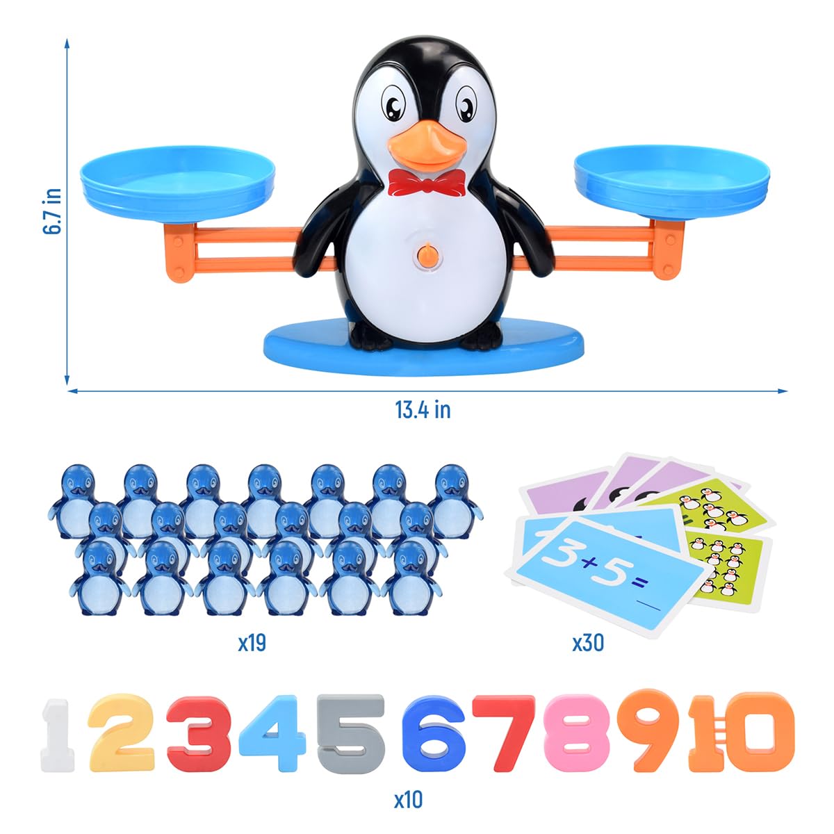BAKAM Penguin Balance Scale & Number Counting Blocks Games for Kids Ages 3-5, Montessori Math Games for Kids 5-7, Preschool Kind