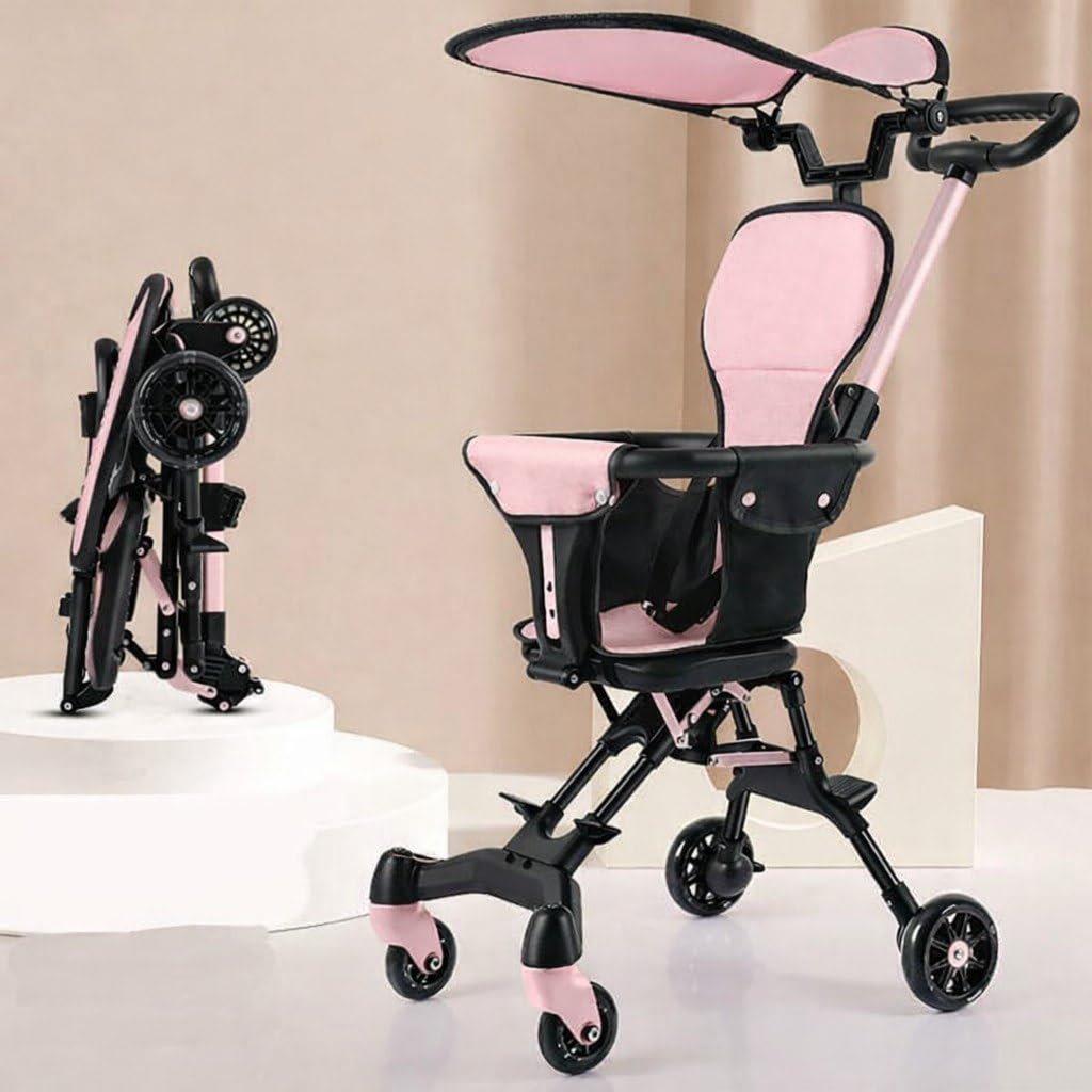 Tiny Baby Stroller Pram| New Born/Safety Harness| with Sunshade,Foldable Baby Trolley with 2Position Adjustable, 3 Point Safety